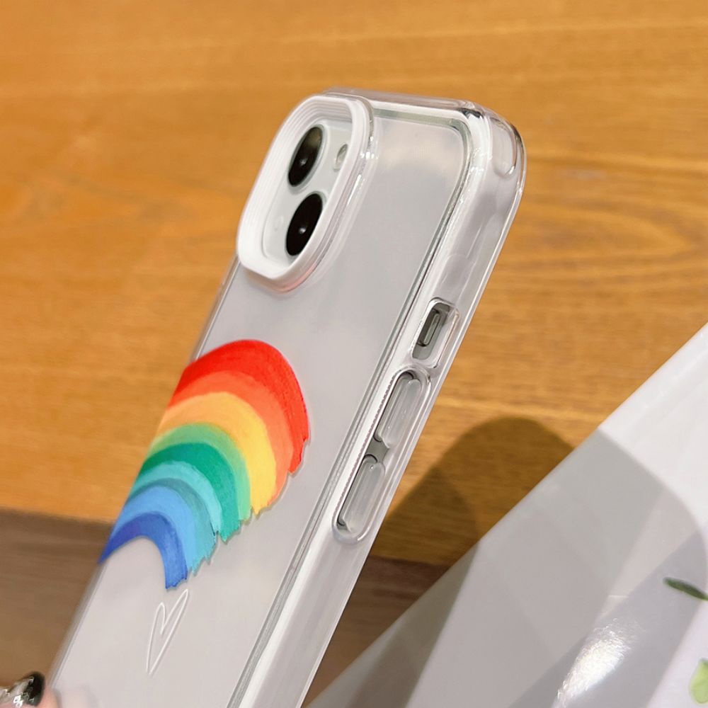 Ốp Điện Thoại TPU Mềm Chống Rơi In Hình Trái Tim Màu Cầu Vồng 3 Trong 1 Cho IPhone 14 Pro Max 13 12 11 Pro Max
