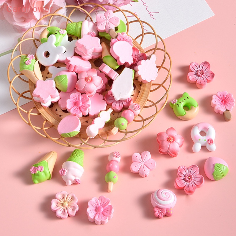 Bộ 10 Bông Hoa Anh Đào Mini Bằng Nhựa Resin Trang Trí Ốp Điện Thoại / Xe Hơi DIY Mới