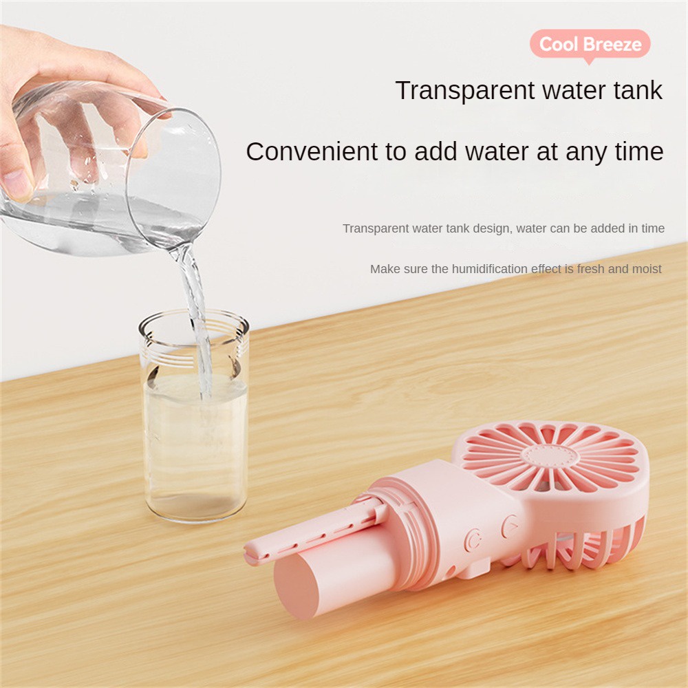 Quạt Phun Sương Làm Mát Mini Cầm Tay Có Thể Sạc Lại Bằng Cổng USB