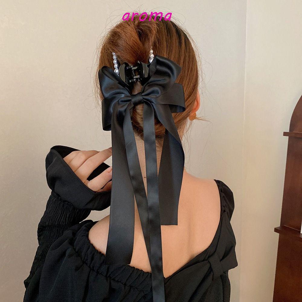 Kẹp Tóc Đuôi Ngựa Cỡ Lớn Đính Nơ Phong Cách Vintage Hàn Quốc Cho Nữ