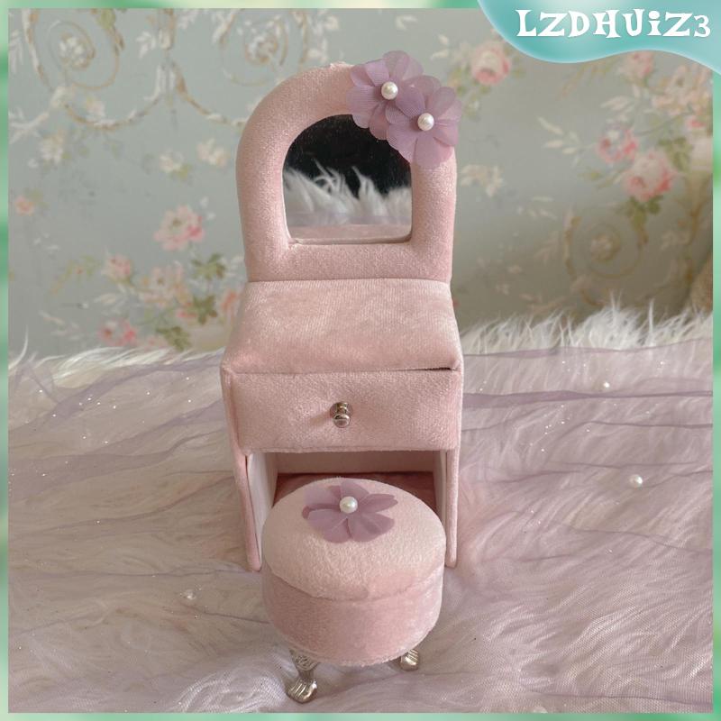Giá Đỡ Trang Sức Đồ Chơi Để Bàn Trang Điểm Mini Màu Hồng Cho Búp Bê Bé Gái Và Bé Gái