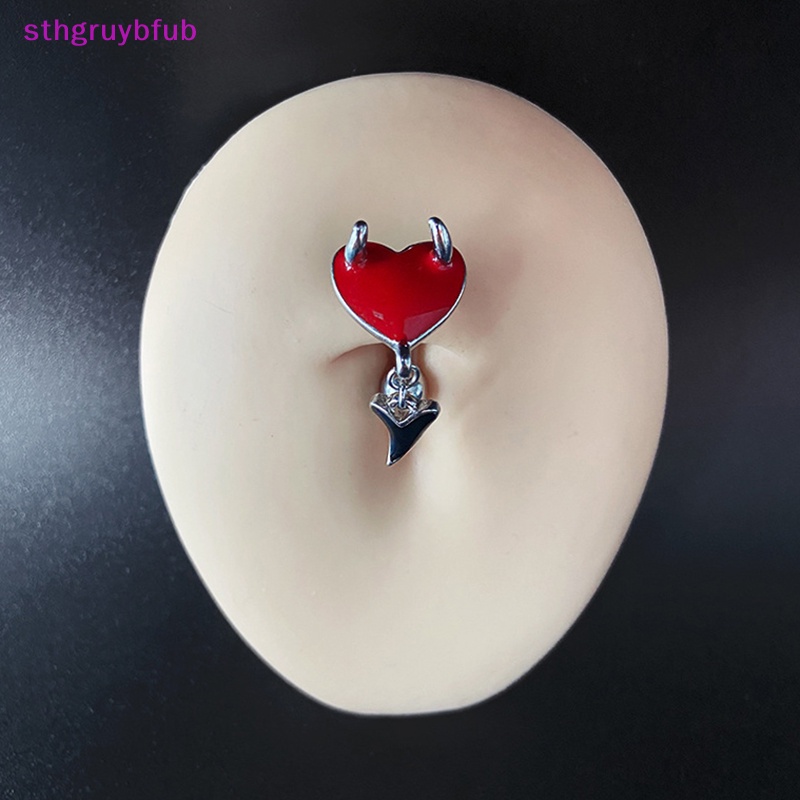 Khuyên Rốn Bằng Thép Không Gỉ Hình Trái Tim Đỏ Thời Trang