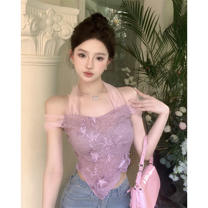 Áo Hai Dây Ôm Dáng Thiết Kế Không Đồng Đều Gợi Cảm