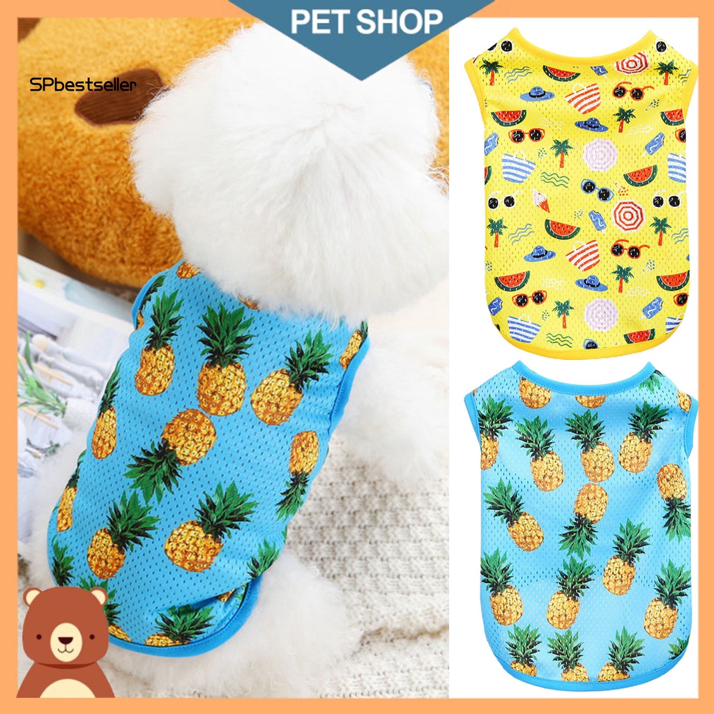 Spbestsellwr Áo Thun Không Tay Cổ Tròn Thoáng Khí In Hình Quả Dứa Dành Cho Cún Cưng Mặc Hàng Ngày