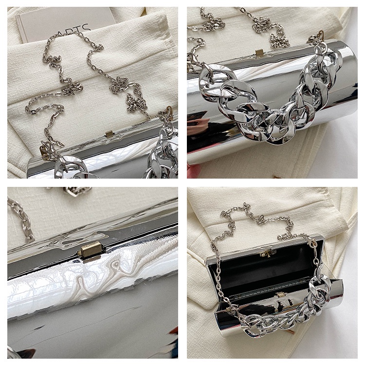 Túi Đeo Chéo Hình Trụ Tráng Gương Acrylic Màu Kẹo Ngọt Thời Trang