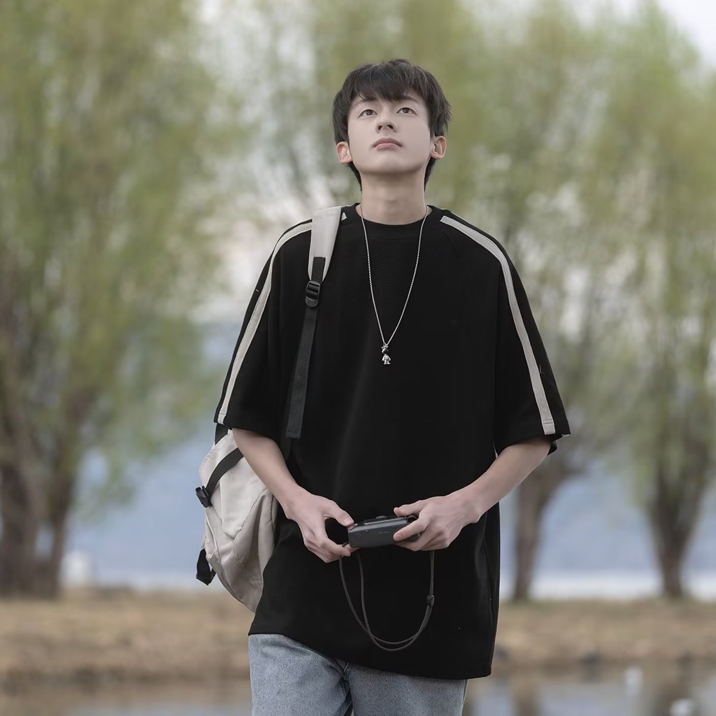 Áo Thun Nam Ngắn Tay Sọc Ngang Thời Trang