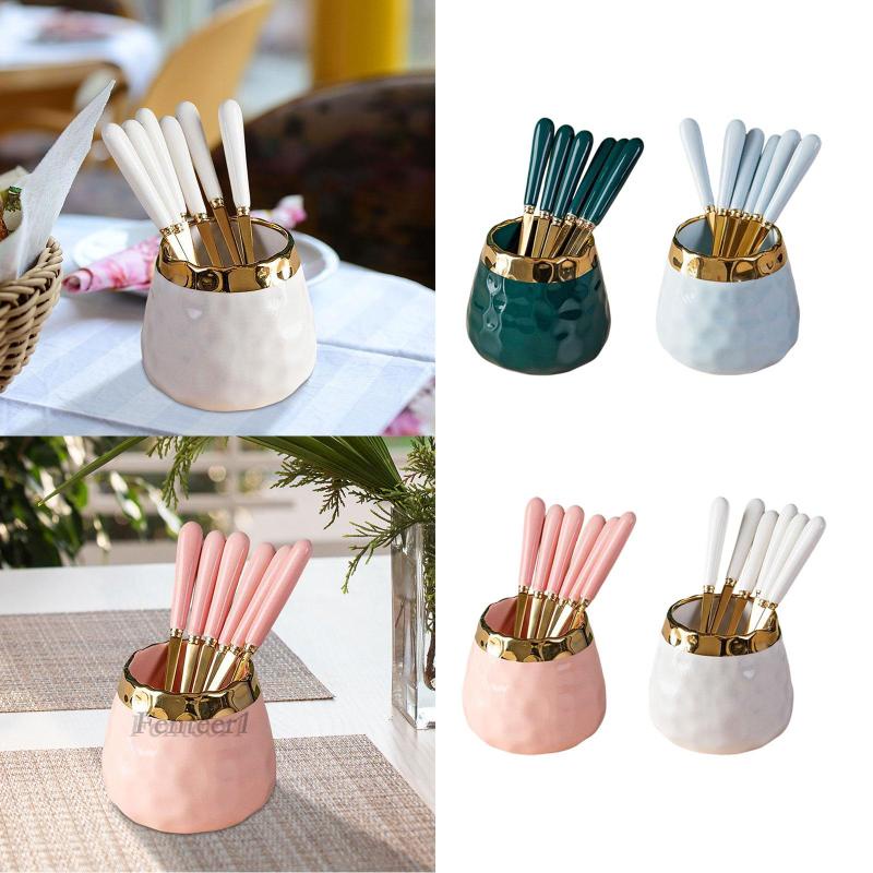 [Fenteer1] Nĩa Ăn Uống Bằng Appetizer Với Hũ Đựng Cho Bàn Ăn / Cà Phê
