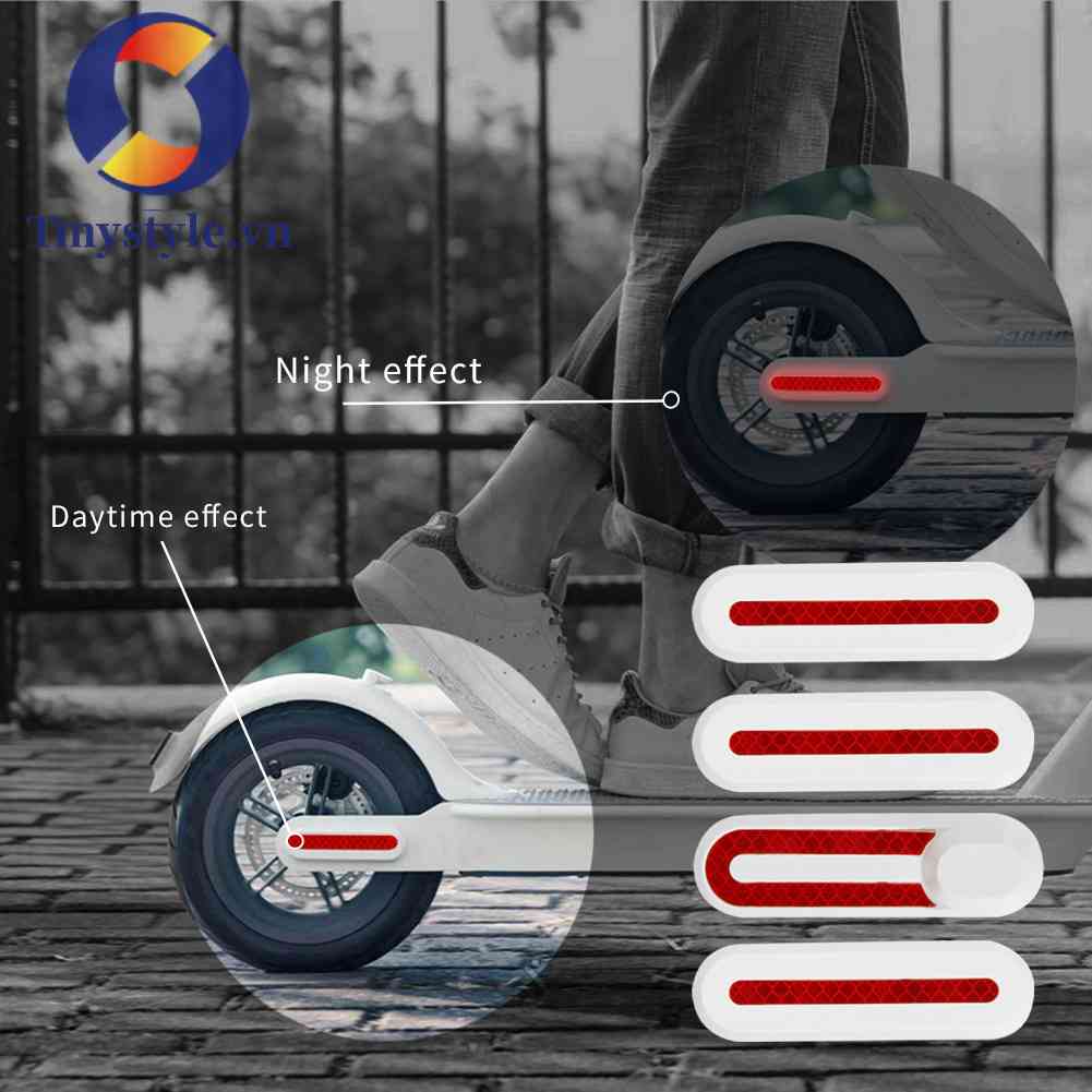 Bộ 4 Miếng Dán Phản Quang Bảo Vệ Bánh Xe Scooter Điện M365