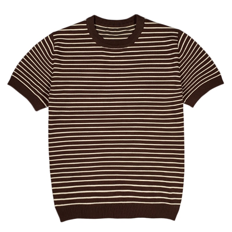 Áo Thun Dệt Kim Mỏng Tay Lửng Thoáng Khí Họa Tiết Kẻ Sọc Thời Trang Mùa Hè 2023 Phong Cách Hàn Quốc Cho Nam