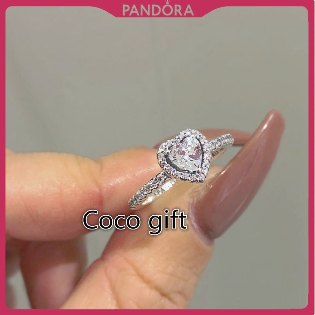 Pan Nhẫn Bạc 925 Mặt Trái Tim Rỗng Lấp Lánh Thời Trang Cho Nữ dora