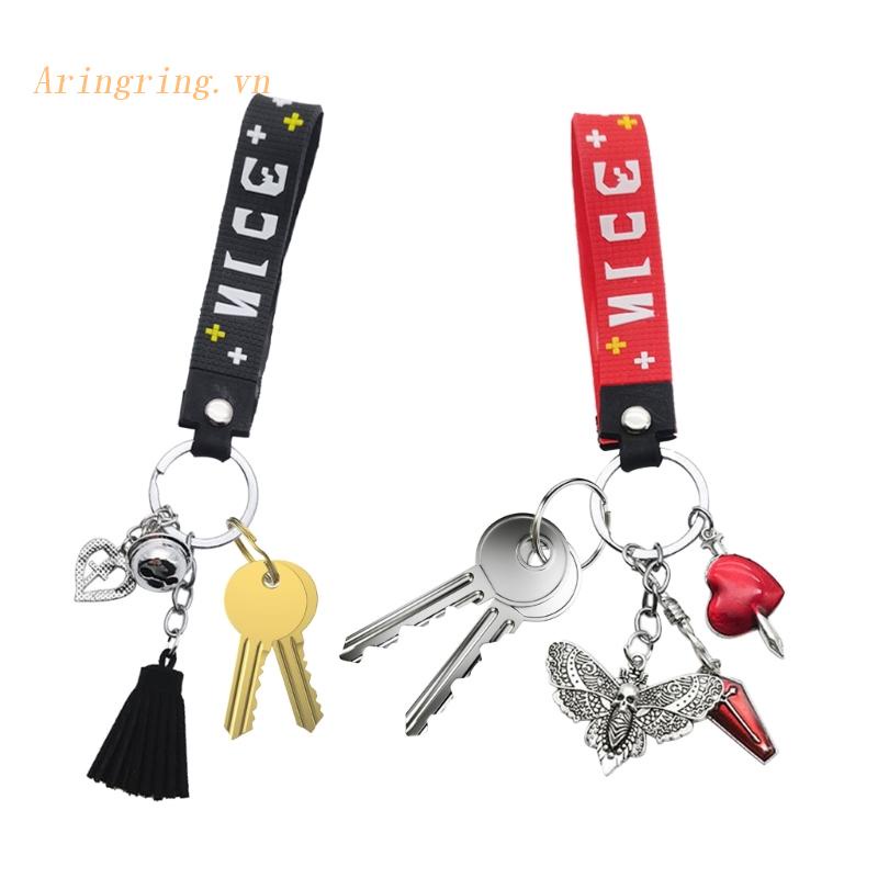 Móc Khóa Hình Đầu Lâu Bướm Trái Tim 2 Màu Sắc