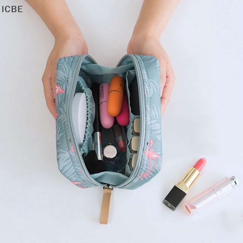Túi Đựng Mỹ Phẩm Du Lịch Mini Màu Trơn In Họa Tiết Xương Rồng / Hồng Hạc