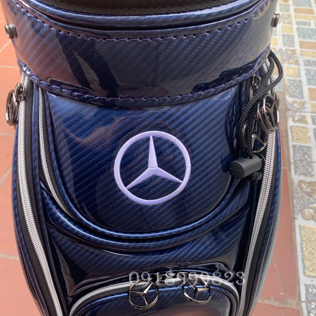 Túi đựng gậy chơi golf Mercedes chất liệu da bóng chống nước chống xước có bánh xe, cover cứng đi máy bay