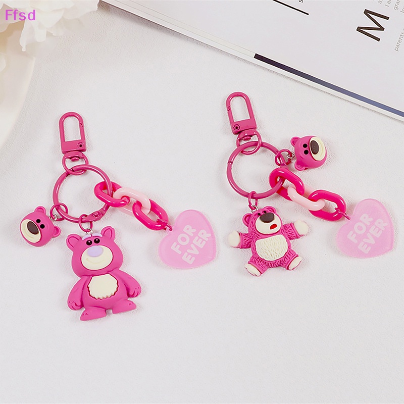 {Ffsd} Móc Khóa Hình Trái Tim Gấu Dâu Tây Đáng Yêu Cho Nữ * Hàng Bán Chạy