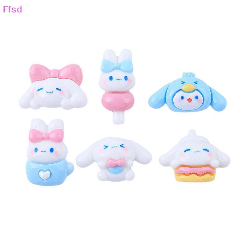 {Ffsd} Set 10 Phụ Kiện Kẹp Tóc Trang Sức / Điện Thoại Hình Chú Chó Trắng Đính Đá Lấp Lánh DIY