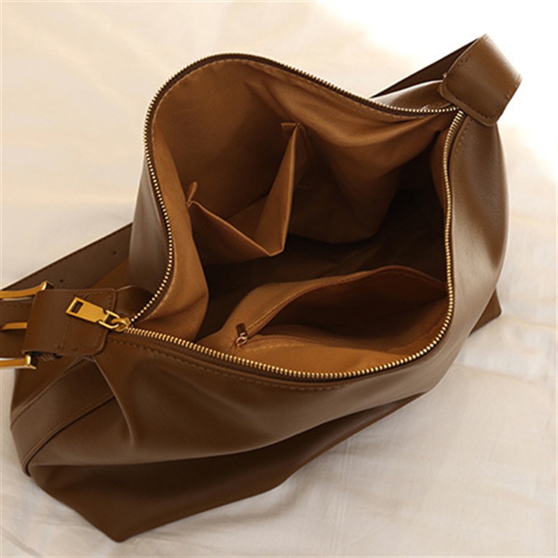 Ielgy Túi tote Sức Chứa Lớn Có Dây Kéo Màu Tối Cao Cấp Cho Nữ