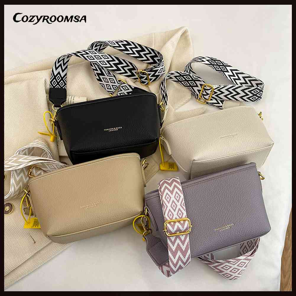 Túi Xách Da PU Dây Bản Rộng Phong Cách Boho Đơn Giản Cho Nữ