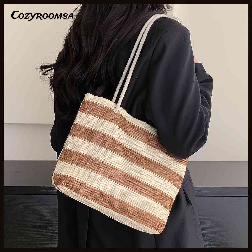 Túi Kẹp Nách Sức Chứa Lớn Họa Tiết Kẻ Sọc Thời Trang Cho Nữ