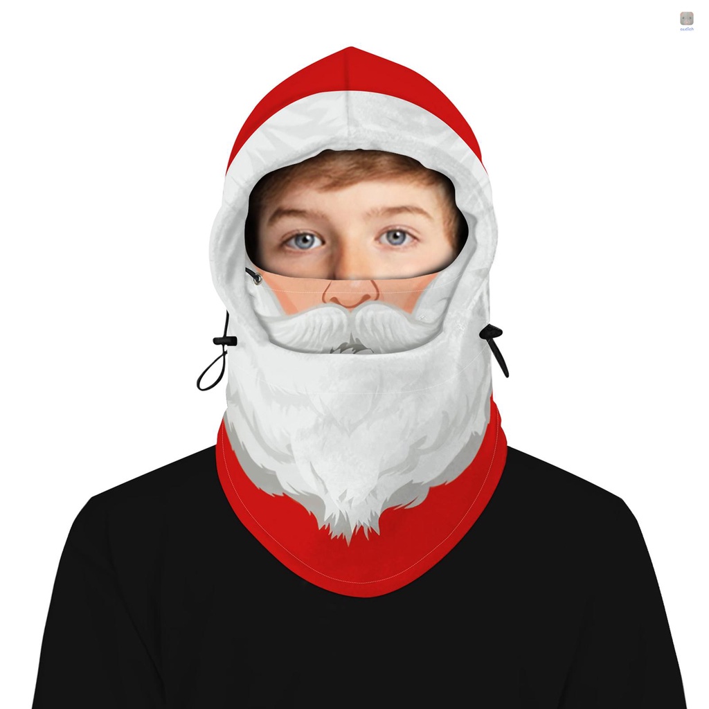 Khẩu Trang Giữ Ấm In Họa Tiết Giáng Sinh Bằng Lông Cừu Có Thể Điều Chỉnh Cho Người Lớn Và Trẻ Em