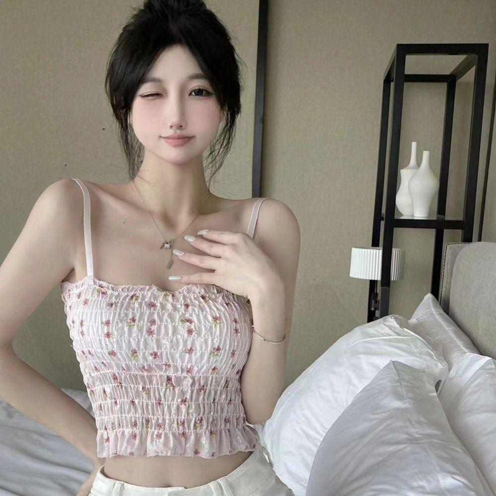 Áo Crop Top In Hoa Eo Cao Kiểu Retro Hàn Quốc Thời Trang Mùa Hè Ngọt Ngào