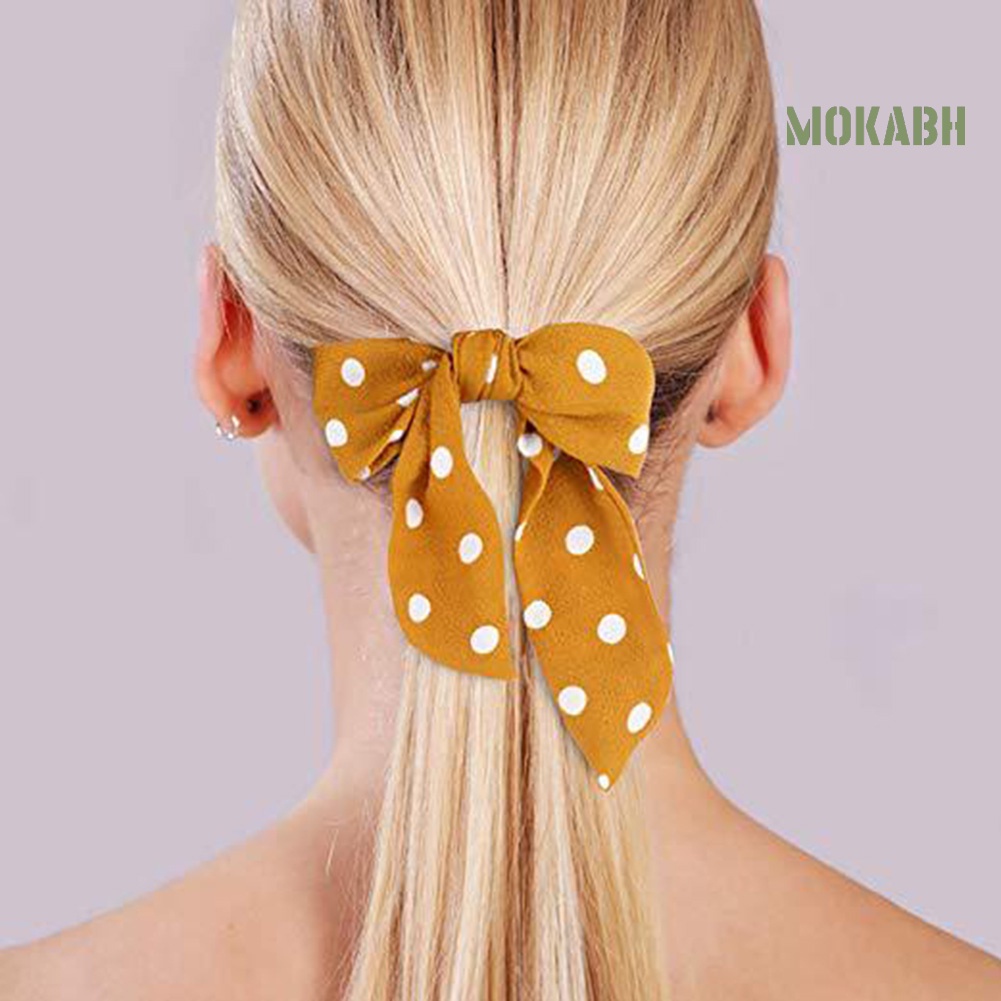 Dây Cột Tóc Đuôi Ngựa Thắt Nơ Họa Tiết Chấm Bi Cho Nữ