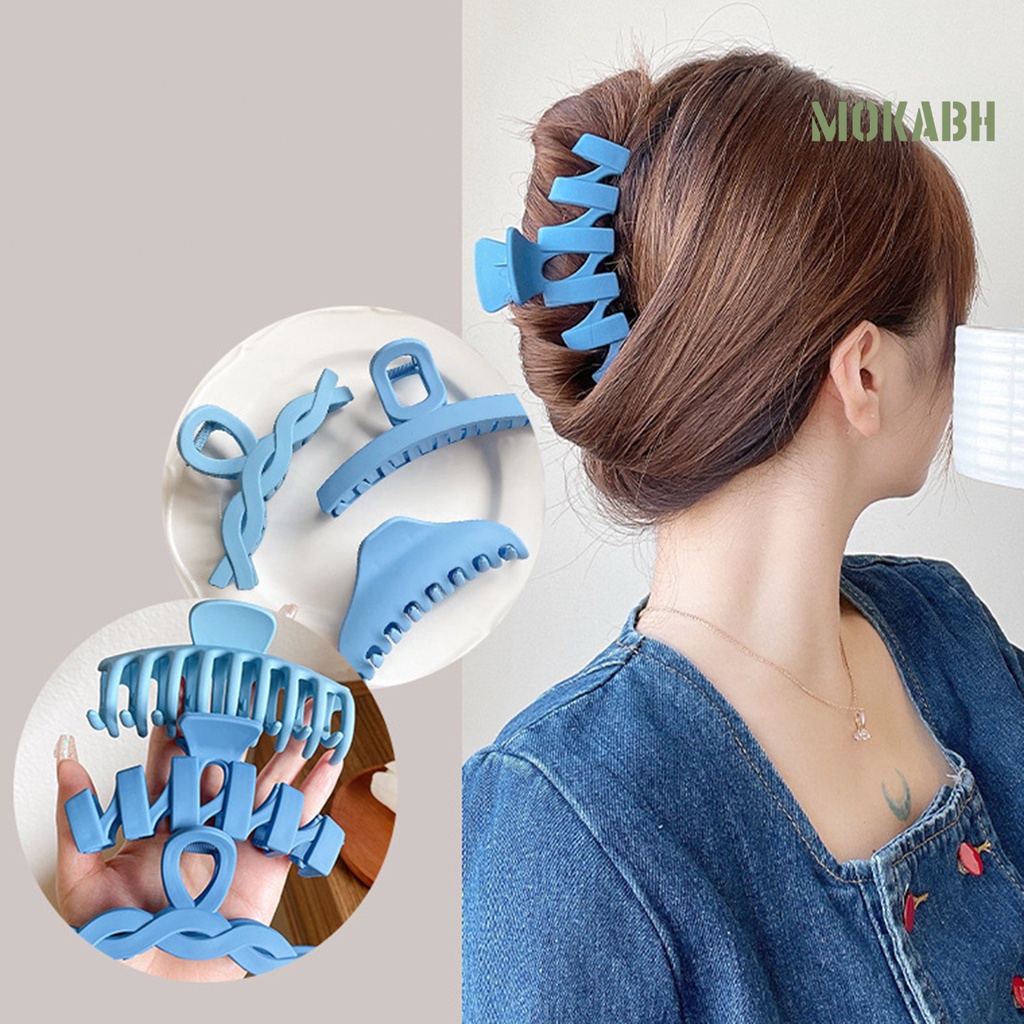 [Mok Abh] Set 8 Kẹp Tóc Hình Răng Cá Mập Màu Xanh Dương Chống Rơi Phong Cách Hàn Quốc