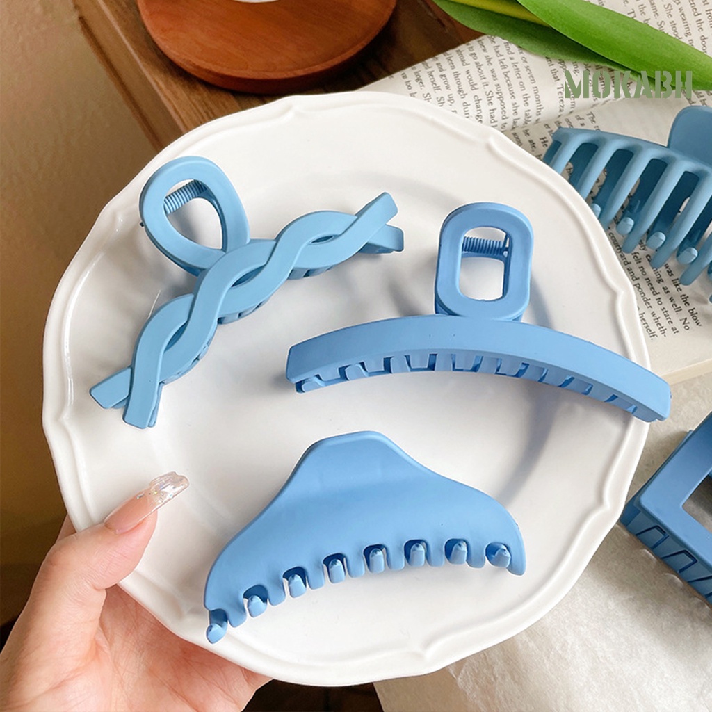 [Mok Abh] Set 8 Kẹp Tóc Hình Răng Cá Mập Màu Xanh Dương Chống Rơi Phong Cách Hàn Quốc