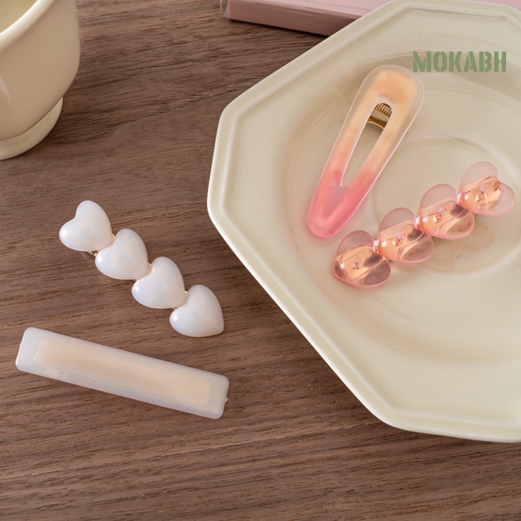 1 Cặp Kẹp Tóc Hình Trái Tim Màu Gradient Trong Suốt Gọn Nhẹ Chống Trượt