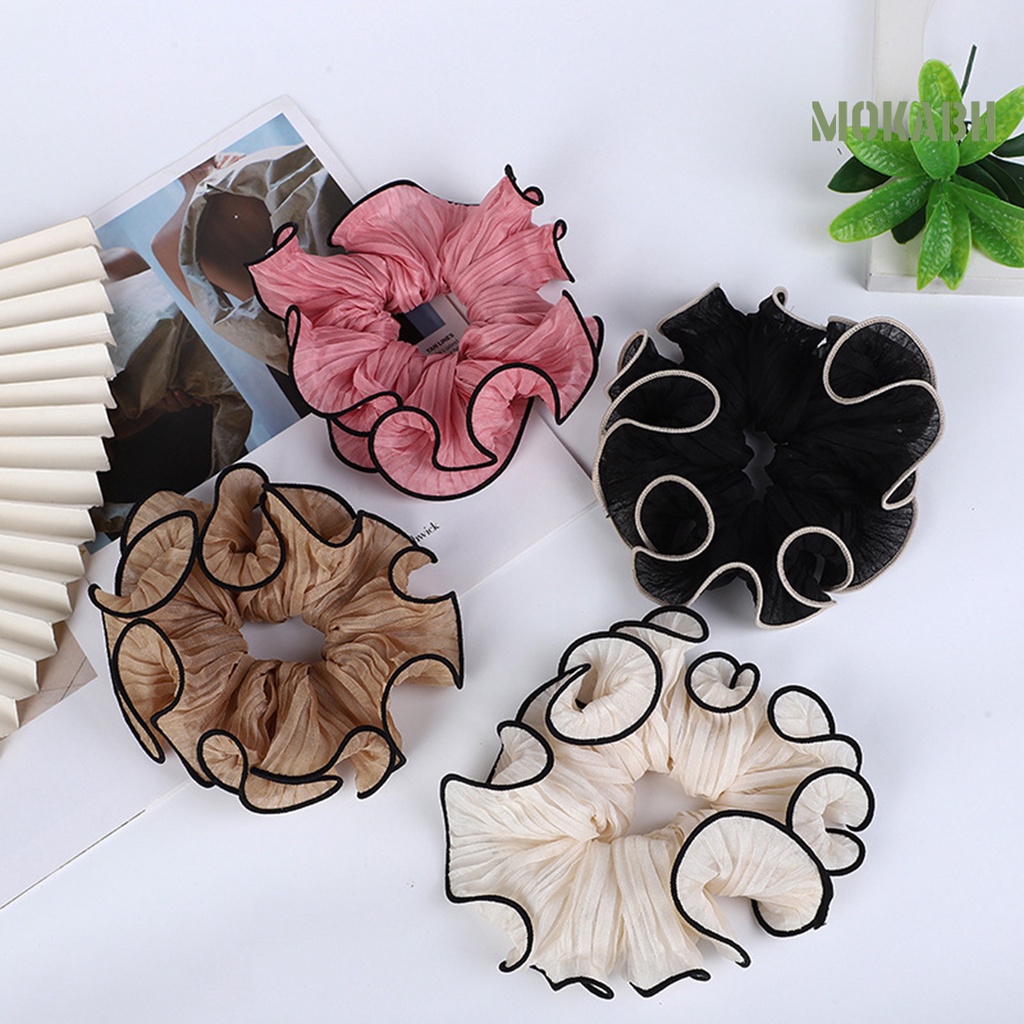 Dây Cột Tóc Co Giãn Xếp Ly Màu Sắc Tương Phản Ngọt Ngào Thời Trang Cho Nữ