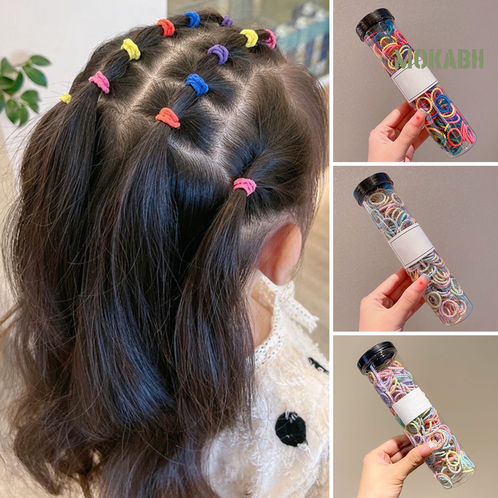 [Mok Abh] Set 300 Dây Cột Tóc Không Đau Độ Co Giãn Cao Cho Bé