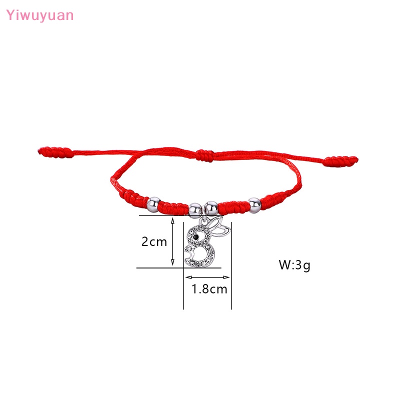 &lt; Yiwuyuan &gt; Vòng Tay Dây Đỏ May Mắn Mặt Hình Thỏ May Mắn Làm Quà Tặng Sinh Nhật Bạn Bè Mới