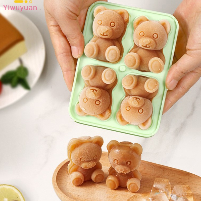 &lt; Yiwuyuan &gt; Khuôn Làm Đá Viên Hình Gấu Dễ Thương Chống Văng Và Rơi Dễ Dàng Để Tủ Lạnh Mới