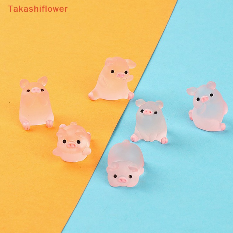 Set 6 Mô Hình Chú Heo Bằng Nhựa Dạ Quang Dễ Thương Trang Trí Sân Vườn / Nhà Cửa