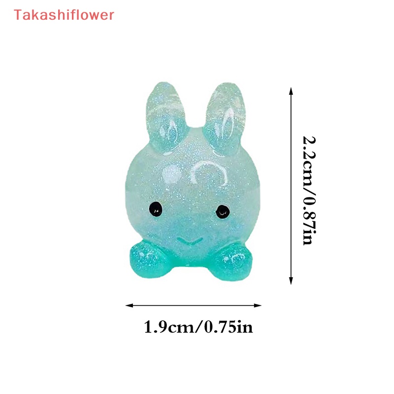 Set 5 Mô Hình Thỏ Hoạt Hình Mini Bằng Nhựa Resin Phát Sáng Trang Trí Sân Vườn