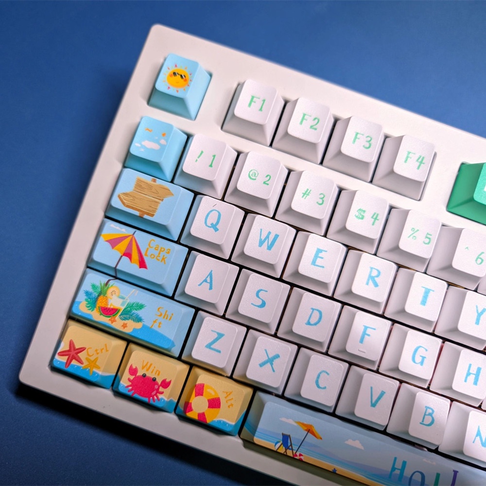 Hawaii Keycaps Cherry Profile Bãi Biển Mùa Hè PBT Dye Sub Bàn Phím Cơ Keycap