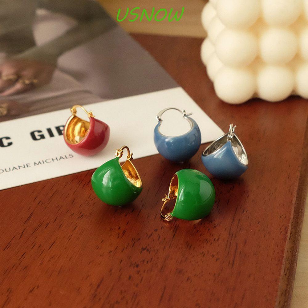 Khuyên Tai Nữ Đính Hạt Tròn Tráng Men Ngọt Ngào