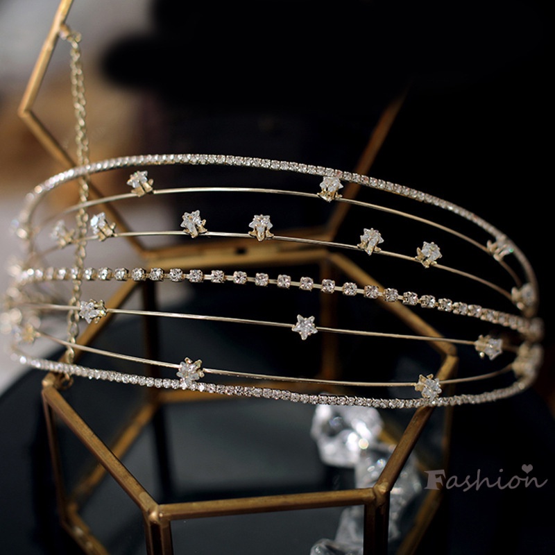 Băng Đô Nhiều Lớp Mỏng Đính Đá Lấp Lánh Cho Đám Cưới / Sinh Nhật 15X15Cm