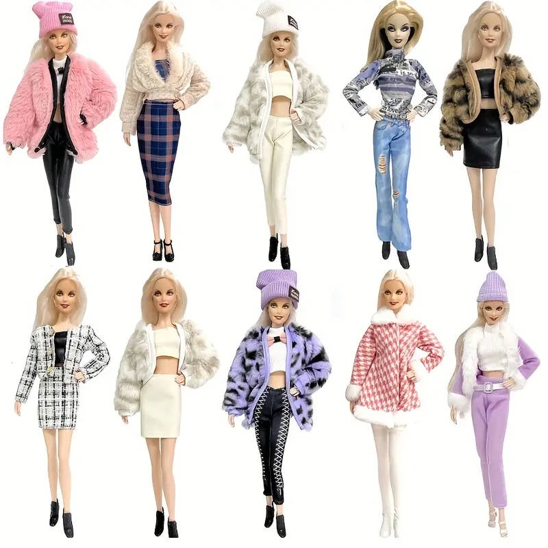 Tự làm áo khoác vest sang trọng họa tiết da báo / thích hợp cho búp bê barbie 30cm / bộ thời trang 4pcs / đồ chơi cho bé gái