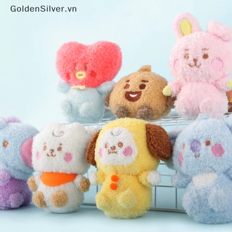 Móc Khóa Hình Đồ chơi nhồi bông BT21 Kpop Goldsilver 10CM Đáng Yêu