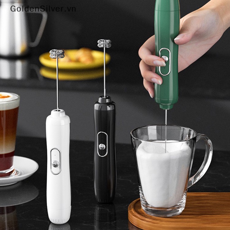 Máy Đánh Trứng / Khuấy Tạo Bọt Cà Phê Cầm Tay Bằng Điện Màu Vàng Bạc