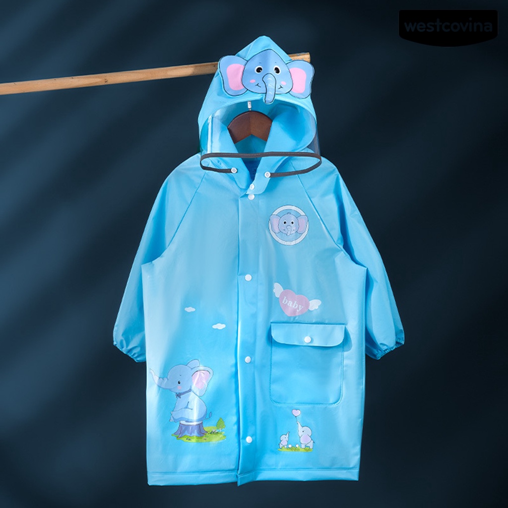 [COD]☁Áo Mưa Có Mũ Trùm Chống Nước In Họa Tiết Thú Hoạt Hình Cho Bé