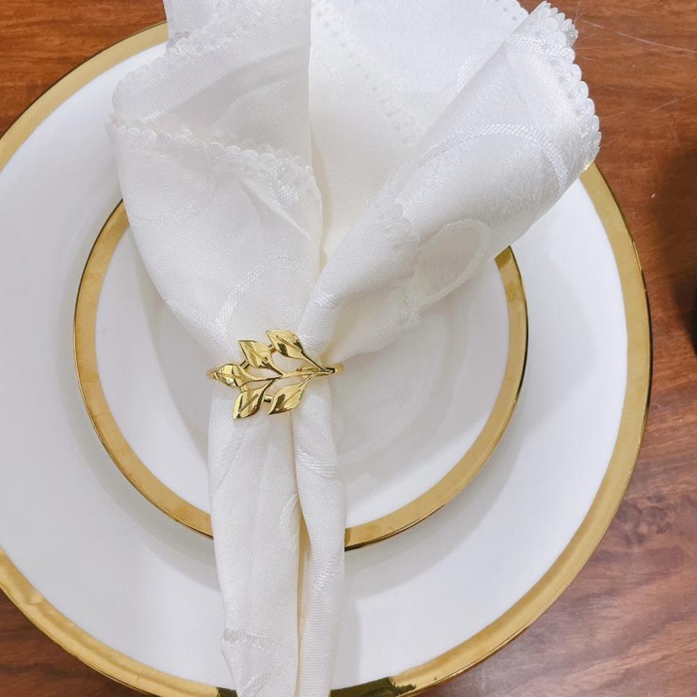 1 Vòng Giữ Khăn Ăn Khách Sạn Lá Cây Giáng Sinh Màu Vàng Trang Trí Bàn Ăn Tiệc Cưới