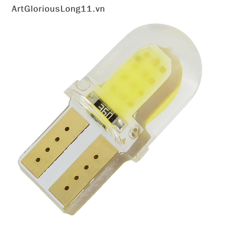 Set 10 Đèn LED COB T10 194 W5W Vỏ Silicon Cho Xe Hơi
