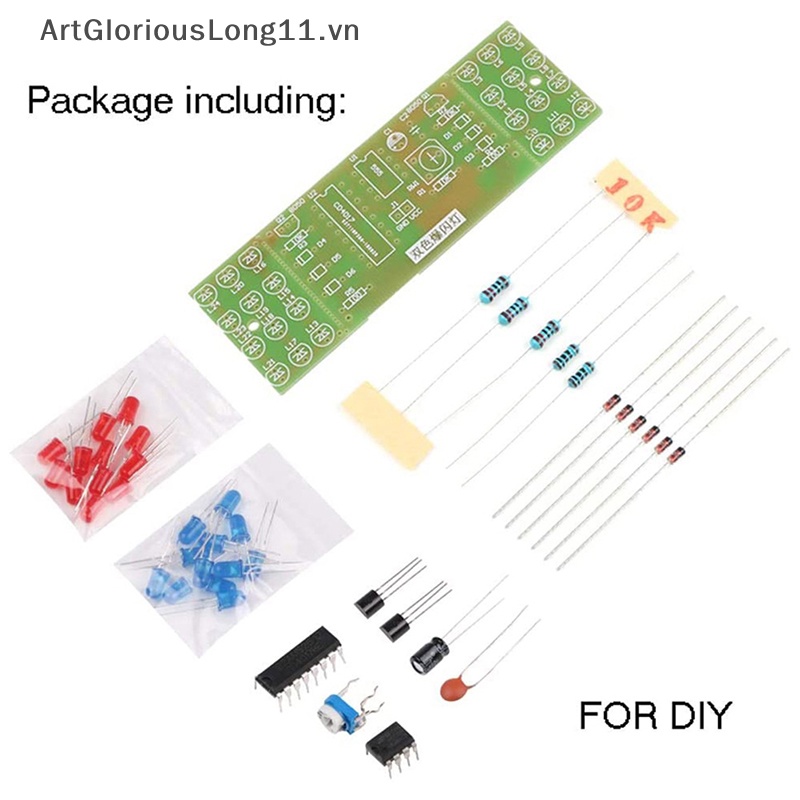 Bộ Đèn LED Điện Tử Nghệ Thuật NE555 CD4017 IC DIY Hai Màu Đỏ Xanh Dương