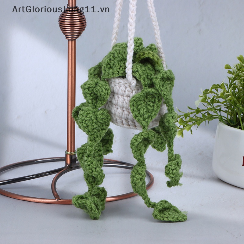 1 Cây Mọng Nước Đan Móc Thủ Công Dễ Thương Trang Trí Xe Hơi