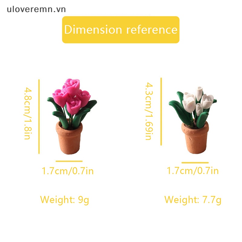 Chậu Hoa Tulip Mini Tỷ Lệ 1: 12 Dùng Trang Trí Tiểu Cảnh / Nhà Búp Bê