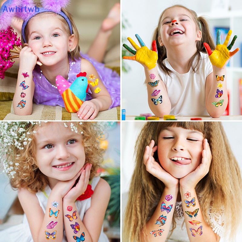 Set 10 Hình Xăm Dán Chống Thấm Nước Hình Bướm Nhiều Màu Sắc Dễ Thương Cho Bé Mới