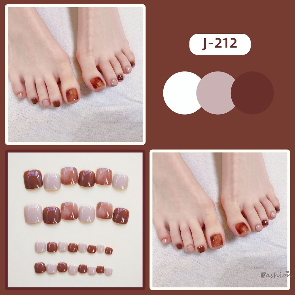 Móng Chân Giả Màu Cà Phê Caramel Siêu Linh Hoạt Lâu Trôi
