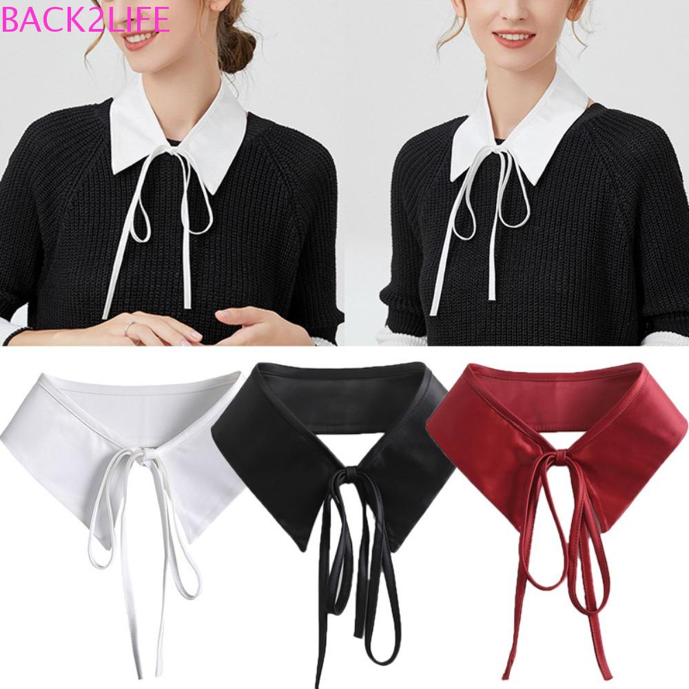 Cổ Áo Giả 2Life Màu Trắng / Đen Trơn Ngắn Có Thể Tháo Rời Chất Lượng Cao Cho Nữ