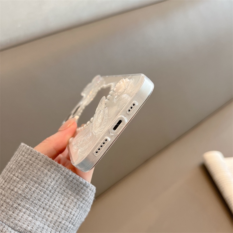 Ốp Điện Thoại Mềm Trong Suốt Chống Sốc Họa Tiết Bướm Và Hoa Hồng Dành Cho iPhone 14 13 12 11 Pro Max 14 Plus